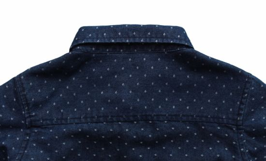 Children′s Blue Long Sleeve Shirt with White Spots
