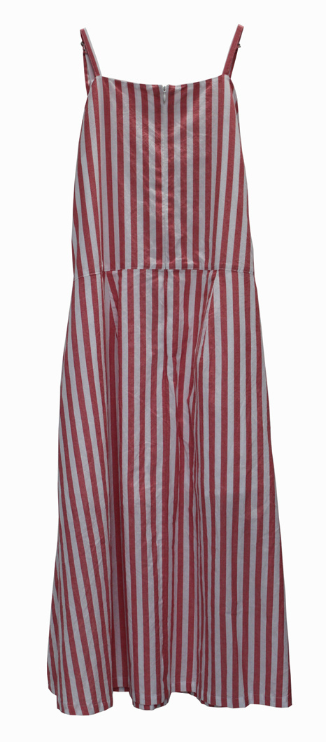 Women Dress Summer Red and White Striped Slip Dress Sleeveless
