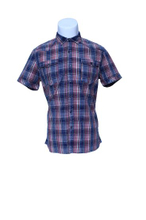 Mens Yarn Dyed Checked Short Sleeve Shirt with High Quality