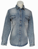 Medium Denim Made Men Long Sleeve Denim Western Style Shirt
