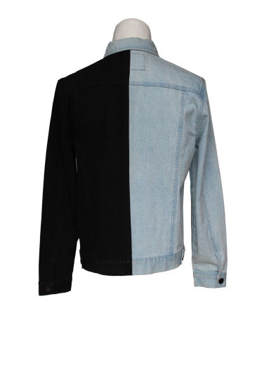 Distinctive Style Blue and Black Patchwork Men′s Denim Jackets