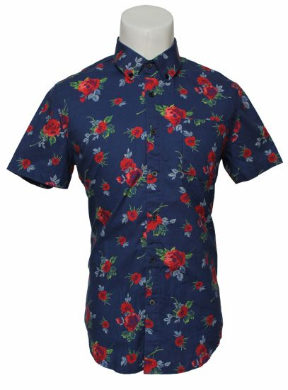 Cotton Casual Fashion Short Sleeve Flora Shirt for Men