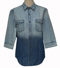 Boutique Gradient Ramp Denim Jacket, Three Quarter Sleeve Denim Jackets