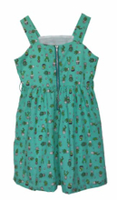 Brightly Painted Girl′s Green Dresses Green Print off-Shoulder Dress