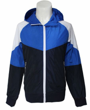 Children′s Zip Fastening Sport Coats, White Blue Black Patchwork Hoodies