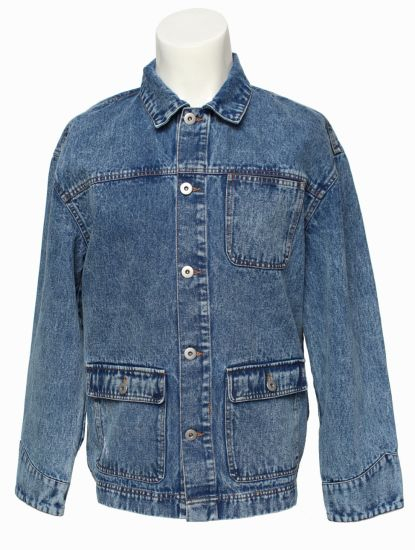Factory Supplies MD-Long Girl′s Denim Jacket, Light Blue Wash Denim Jackets