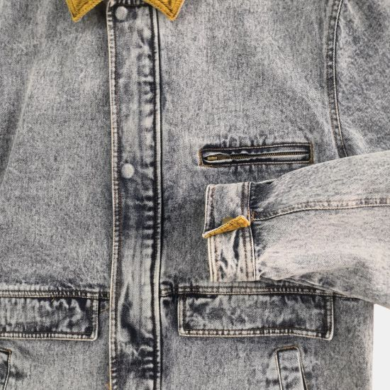 OEM Service Custom Men′s Contrasting Collared Denim Jacket