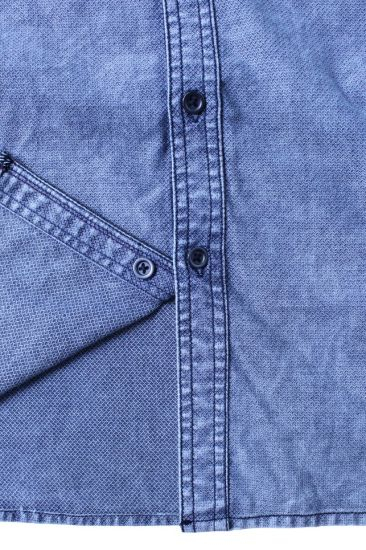 Classic design Men′s Short Sleeve Light Blue Denim Shirt
