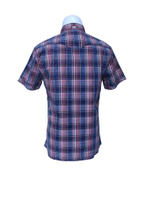 Latest Fashion Men Slim Fit Short Sleeve Grid Breathable Shirt