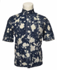 Collarless Short Sleeves Blue Denim Shirt for Men