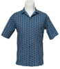 Men′s Casual Cotton Blue and Gray Printed Semi-Sleeved Shirts