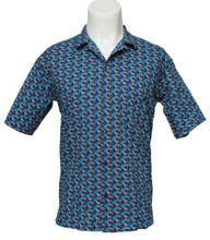 Men′s Casual Cotton Blue and Gray Printed Semi-Sleeved Shirts