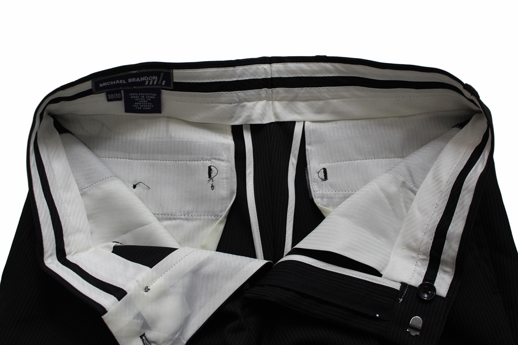 Men's Black and White Stripe Formal Suits, Business Suits Pants
