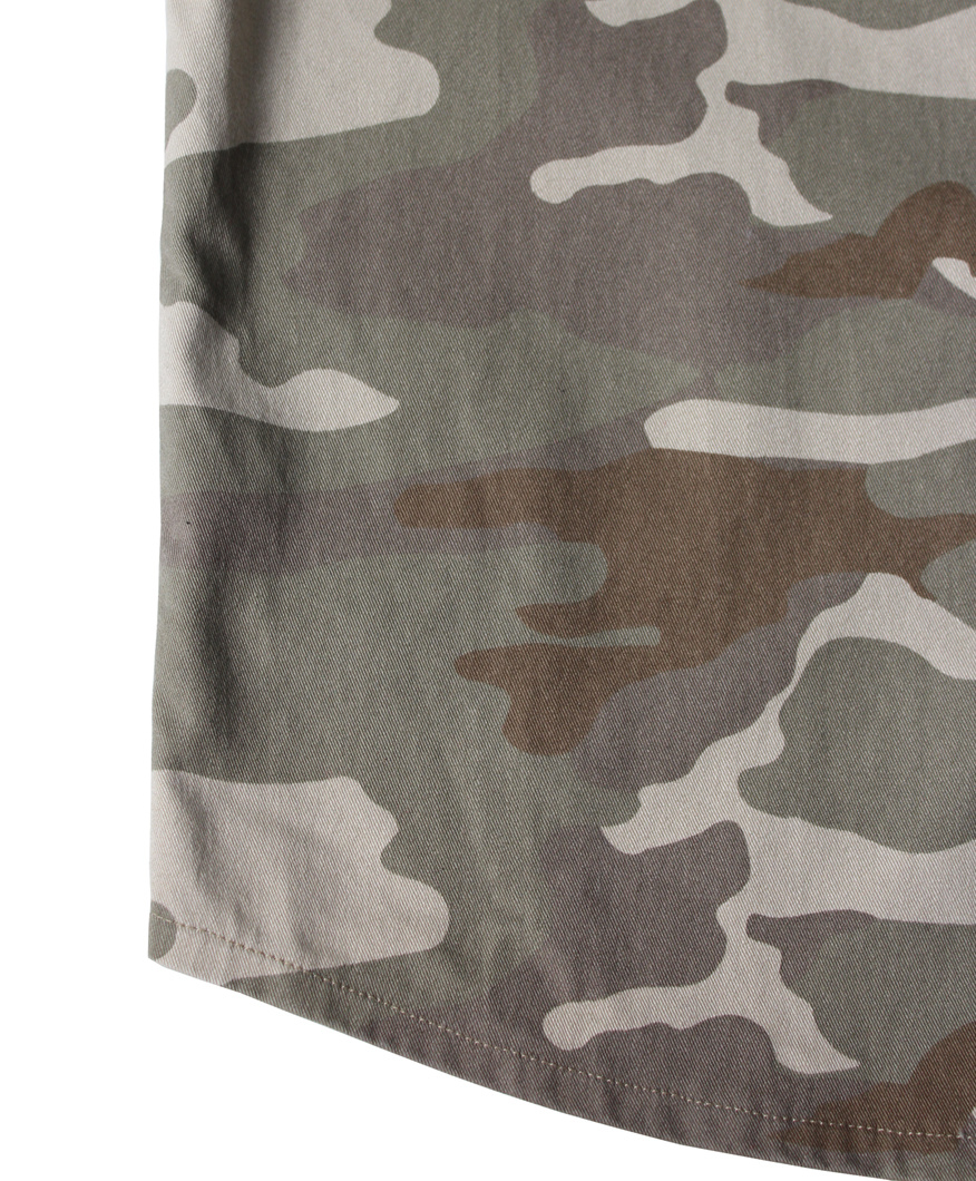 Men's Camouflage Denim Short-Sleeved Collarless Jackets