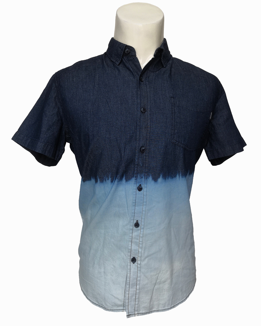 Distinctive Style Men's Gradient Ramp Denim Shirt