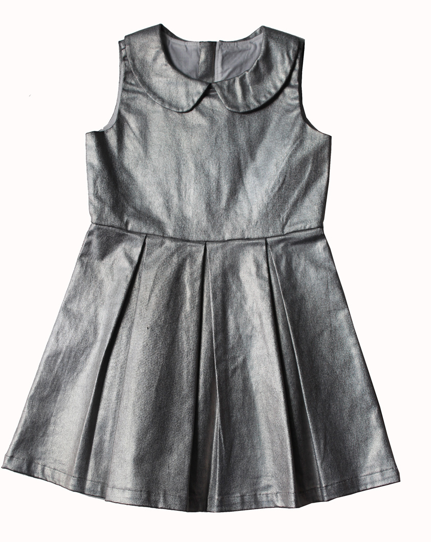 Girl's Sparkly Argenteous Dress for Play, Girl's Sleeveless Clothes Dress