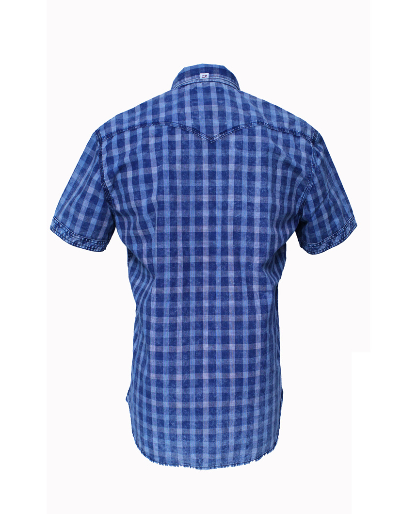 Men's Checked Plaid Shirt, Casual Grid Short-Sleeved Shirt