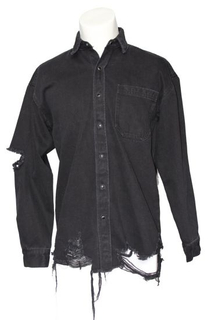 New Arrival Black Ripped Denim Long Sleeve Shirt for Man