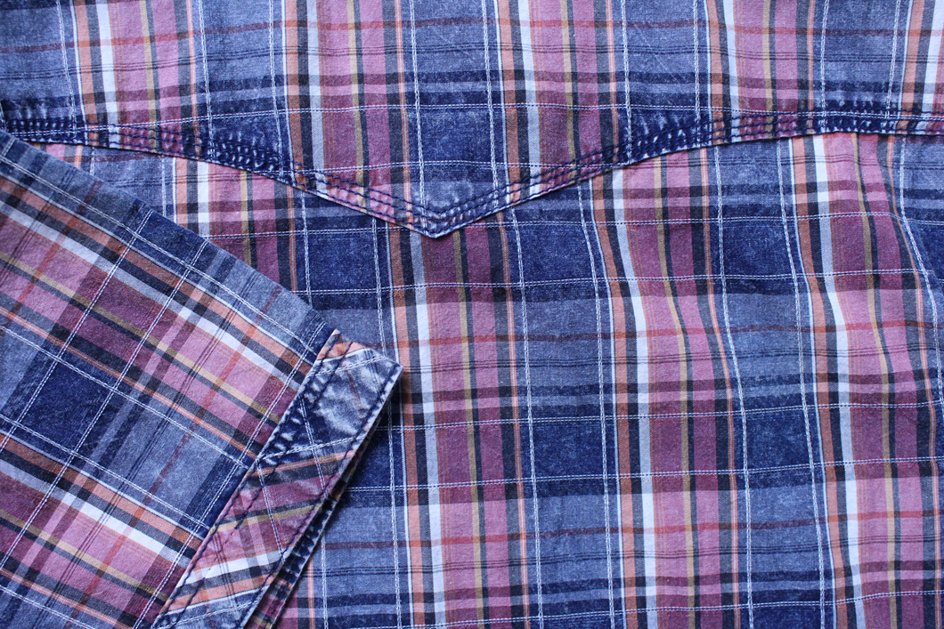 Mens Yarn Dyed Checked Short Sleeve Shirt with High Quality