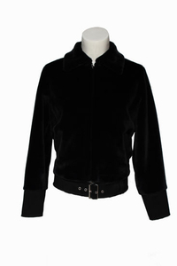 Pure Black Women′s Coats Artificial Wool Winter Warm Zip Fastening Coat