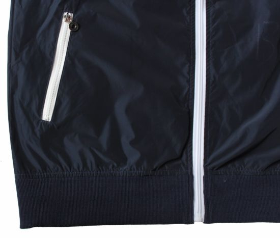 New Arrival Children′s Zip Fastening Coat, White Blue Black Patchwork Hooded Sport Coat