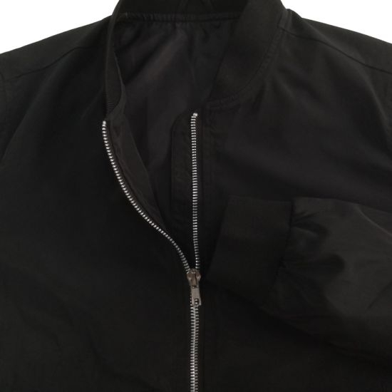 OEM Service Custom High-End Pure Polyester Men′s Black Bomber Jacket