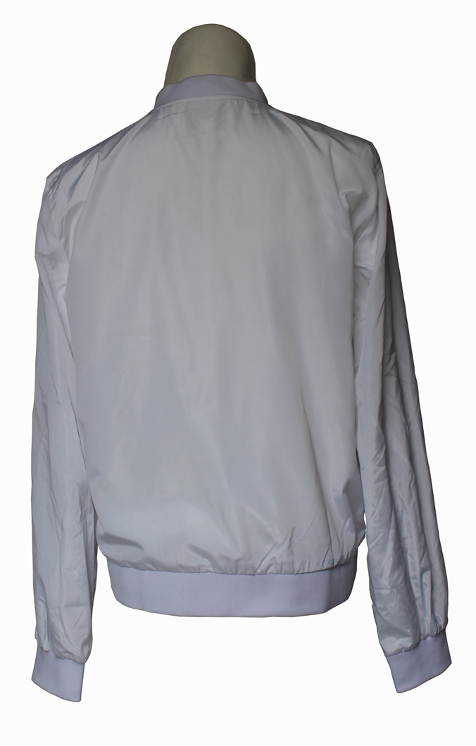Pure Color White Polyester Men's Bomber Jacket