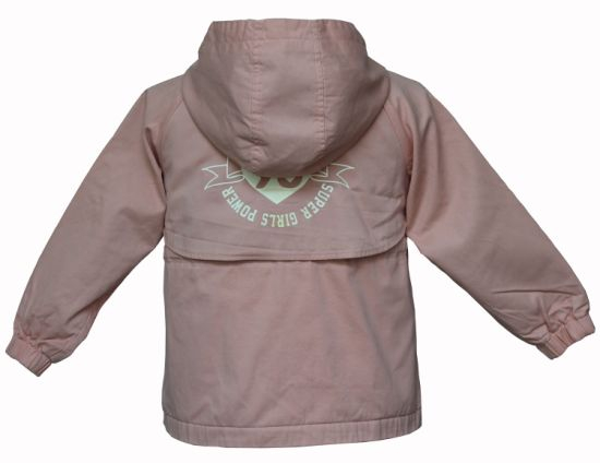 New Arrival Children′s Pure Color Pink Padded Hooded Coat