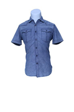 Men′s Short Sleeve Denim Shirt