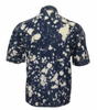 Collarless Short Sleeves Blue Denim Shirt for Men
