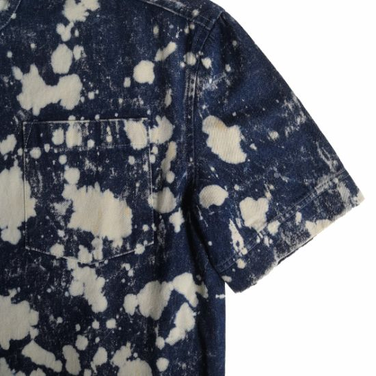 Men′s Stand Collar Short Sleeves Blue Denim Shirt, Leisure Shirt