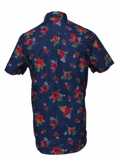 OEM Factory Cotton Casual Fashion Short Sleeve Flora Shirt for Men