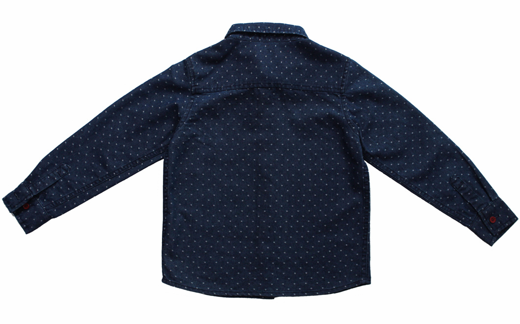 Children's Blue Long Sleeve Shirt with White Spots