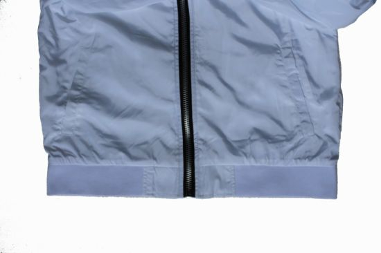 Pure Color White Polyester Men′s Bomber Jacket