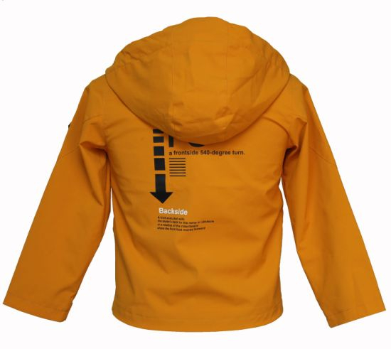 New Arrival Children′s Zip Fastening Saffron Yellow Hooded Coat