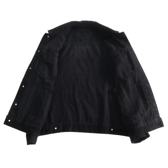 Pure Color Service Custom Men′s Black Denim Jacket