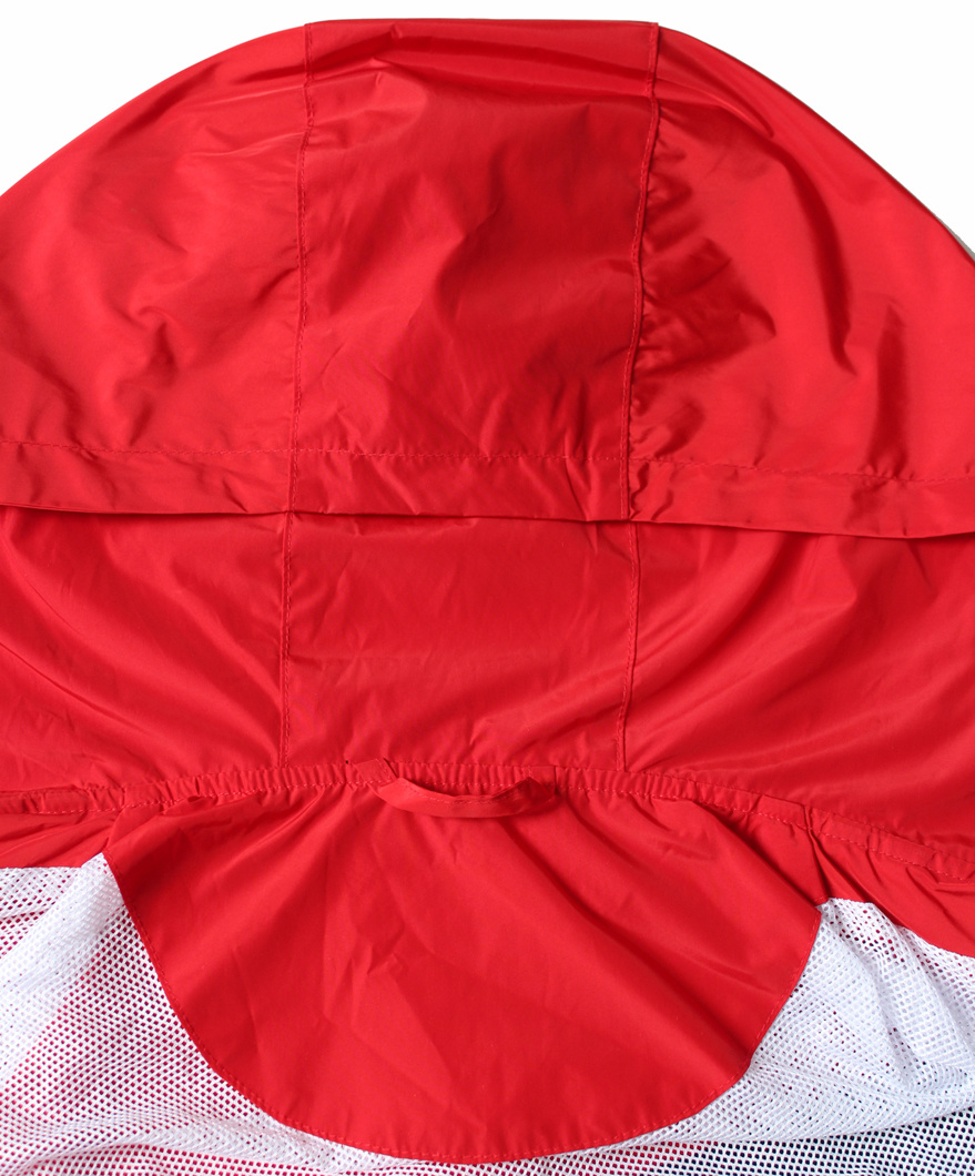 Boutique Zip Fastening Coat, White Red Black Patchwork Hooded Sport Coat