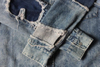 New Arrival Blue Ripped Denim Western Style Chest Pocket Long Sleeve Shirt for Man