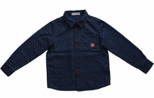 Children′s Subsize Blue Long Sleeve Shirt with White Spots