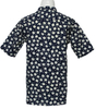 White Printed Cotton Men′s Casual Semi-Sleeved Shirt with Navy Blue Background