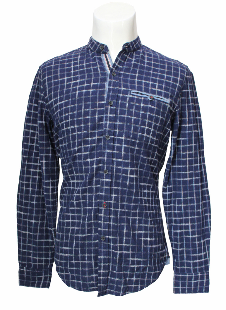 Men's Grid Cotton Shirts with Long Sleeve, Leisure Shirt