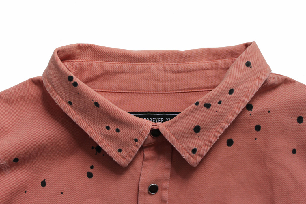 Factory Price Men's Flesh-Coloured Ripped Denim Long Sleeve Shirts
