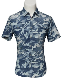 Men′s Camouflage Short-Sleeved Cotton Casual Shirt