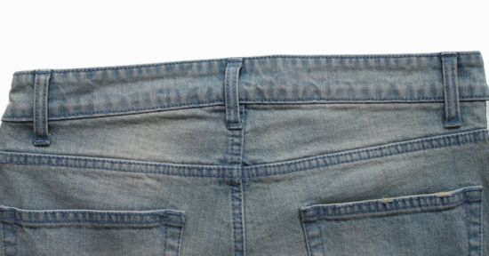 Printed Design Jeans, Biker Badges Light Blue Wash Denim Jeans
