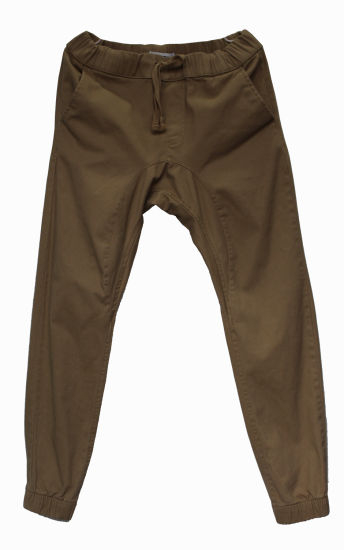 Men′s Pure Color Sweatpants, Khaki Cotton Drawstring Waist Sweatpants