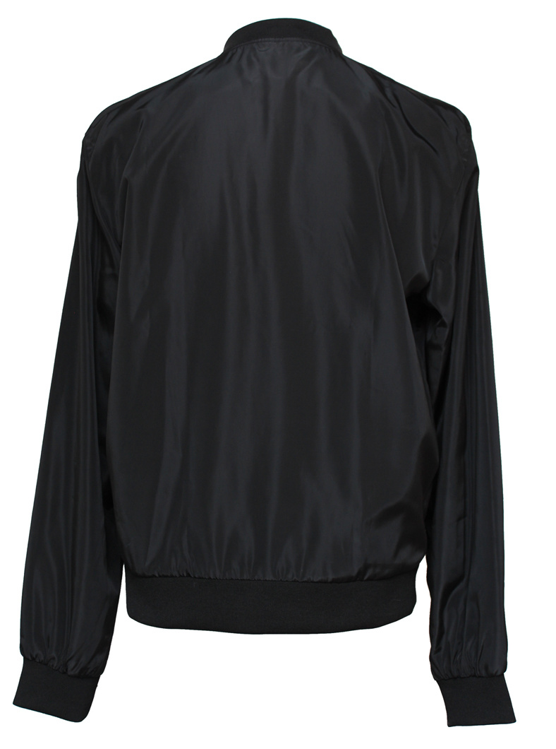 OEM Service Custom High-End Pure Polyester Men's Black Bomber Jacket