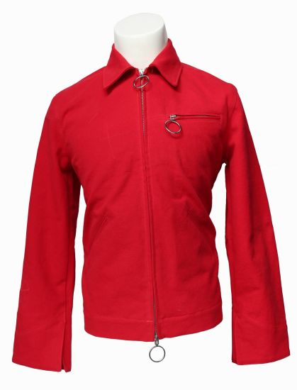 Pure Color Classical Leisure Red Denim Jacket for Men