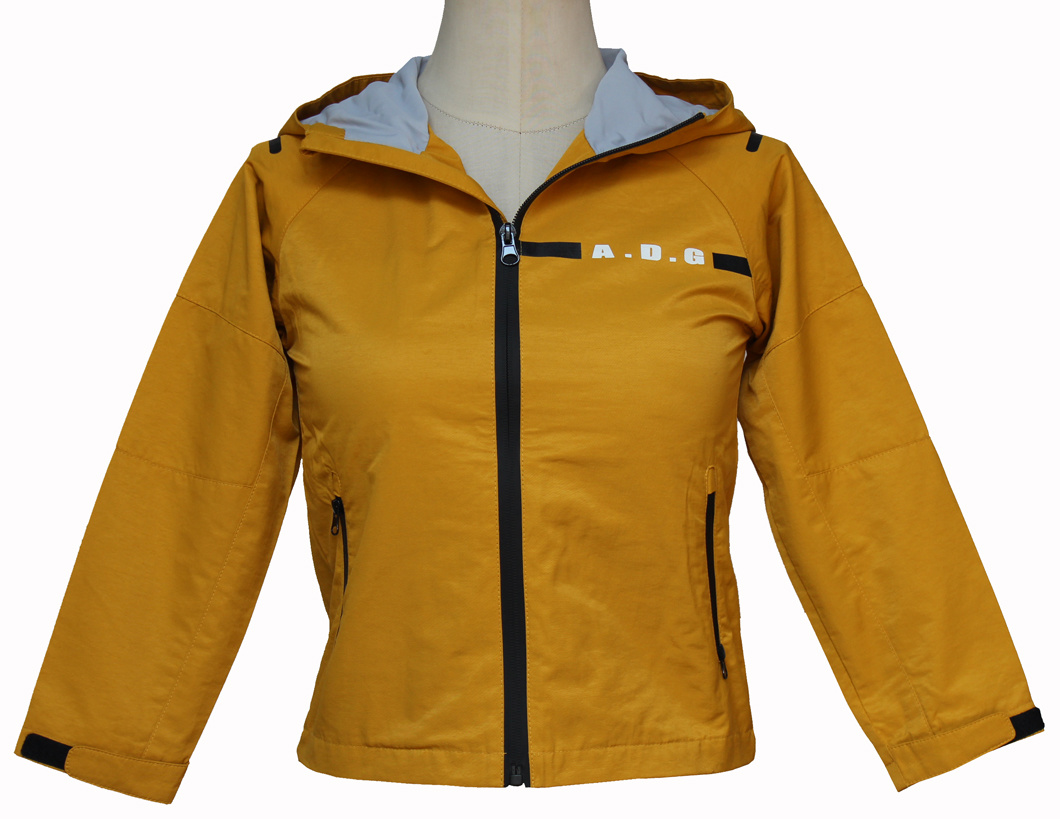 New Arrival Zip Fastening Saffron Yellow Hooded Coat for Children