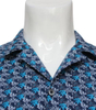 Men′s Casual Cotton Blue and Gray Printed Semi-Sleeved Shirts