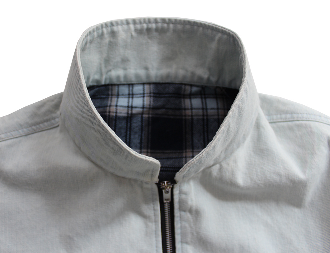 Men's Standing-Collared Denim Jackets, Cotton Leisure Denim Jackets